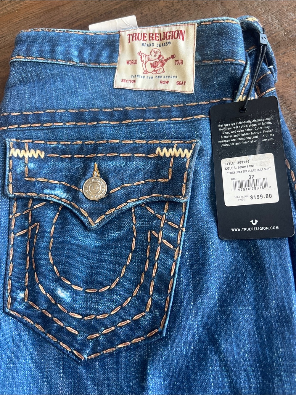 True Religion Women’s Blue Bootcut Jeans with Contrast Stitching soft stretchy - Picture 3 of 10